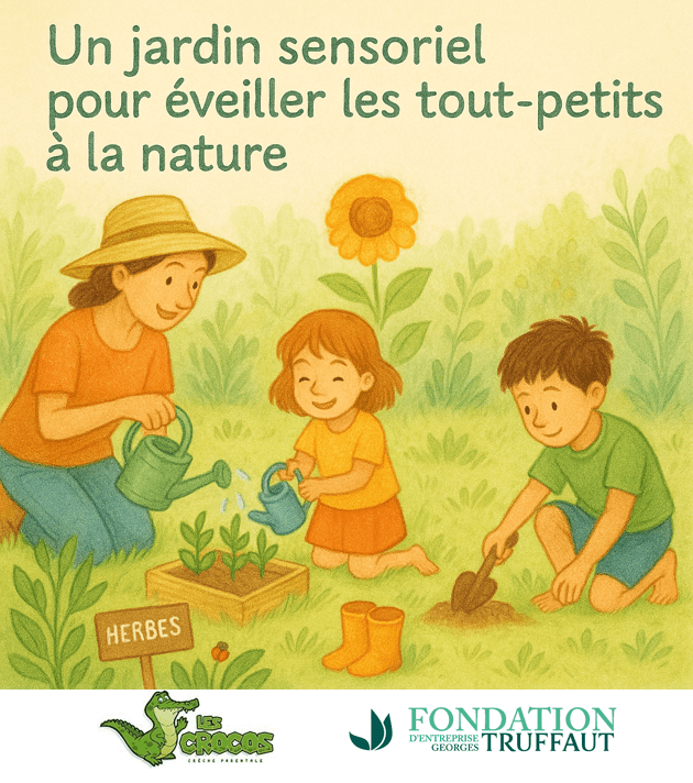 Annonce du mécénat de la Fondation Georges Truffaut pour le jardin sensoriel de la crèche parentale Les Crocos, Paris 12, 2025-05-02